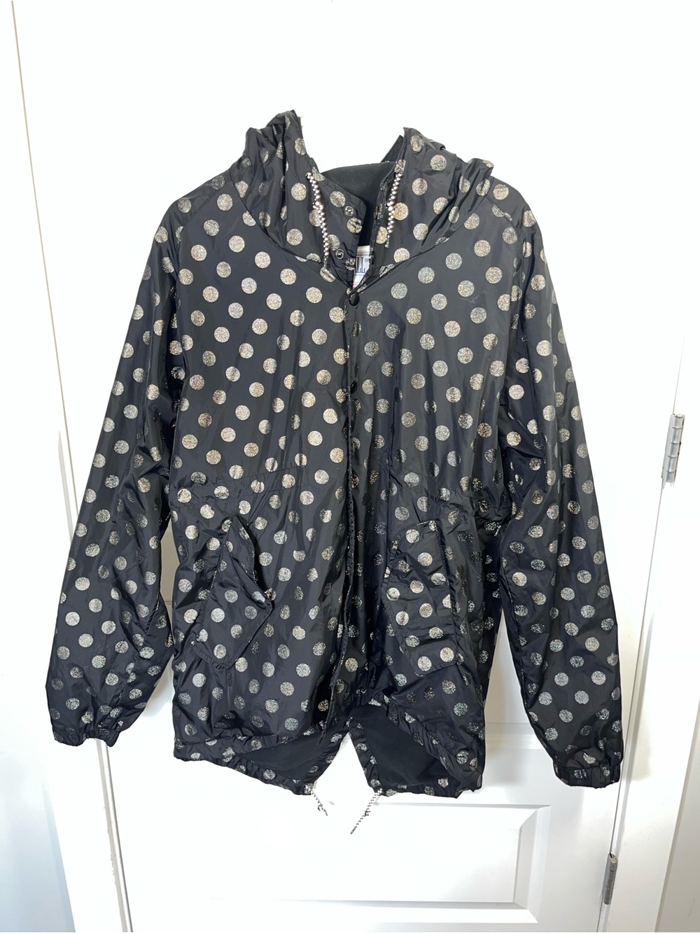 Hall of Fame Y2K Metallic Polka Dot Hooded Windbreaker Jacket M